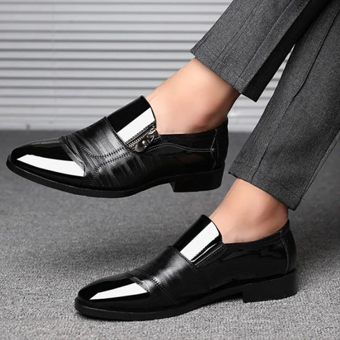 Elegant Slip-On Formal Dress Shoes for Men - Plus Size Pointed Toe Wedding and Business Casual Footwear